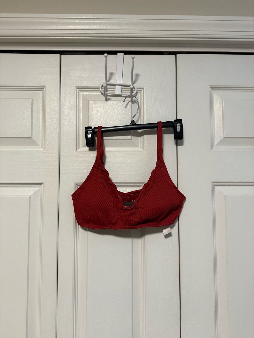 aerie Red Lace-Up Bikini Top